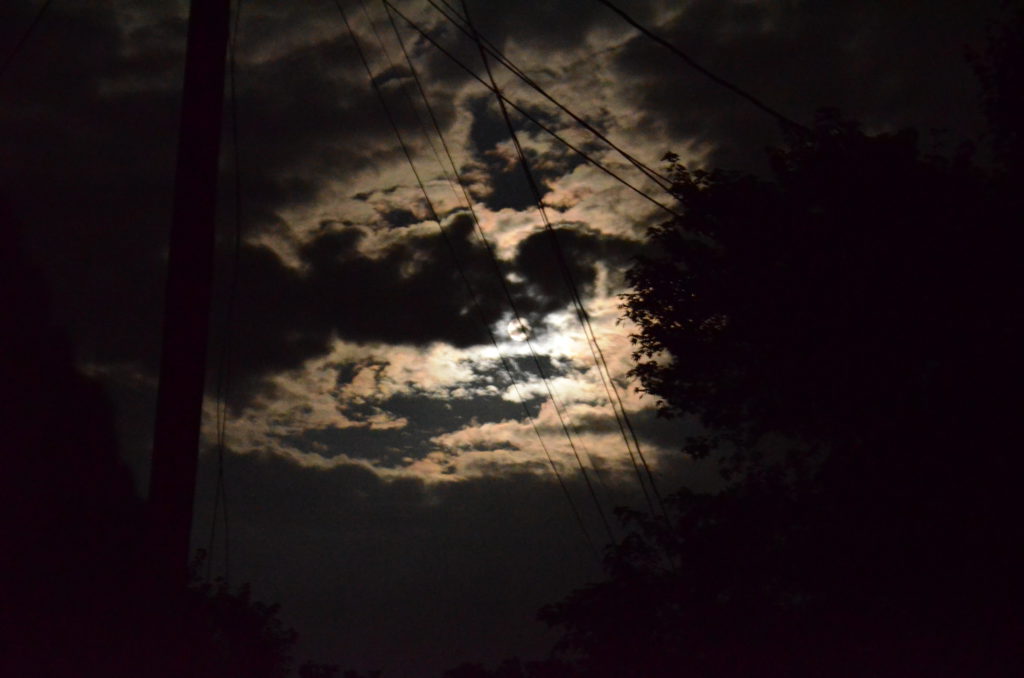 Super moon behind the clouds