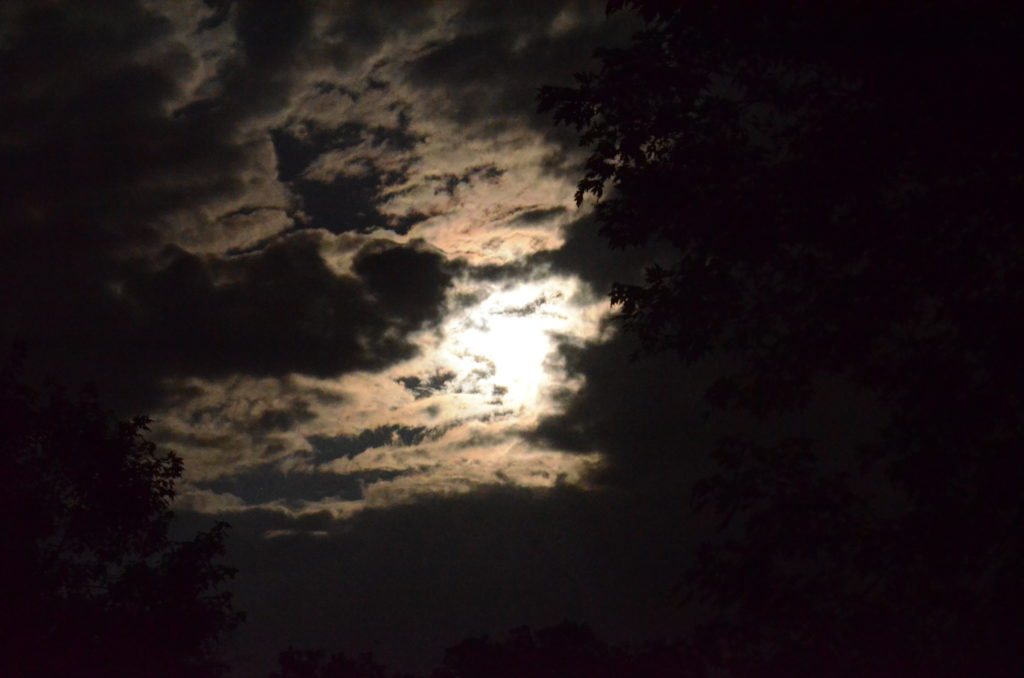 Super moon behind the clouds