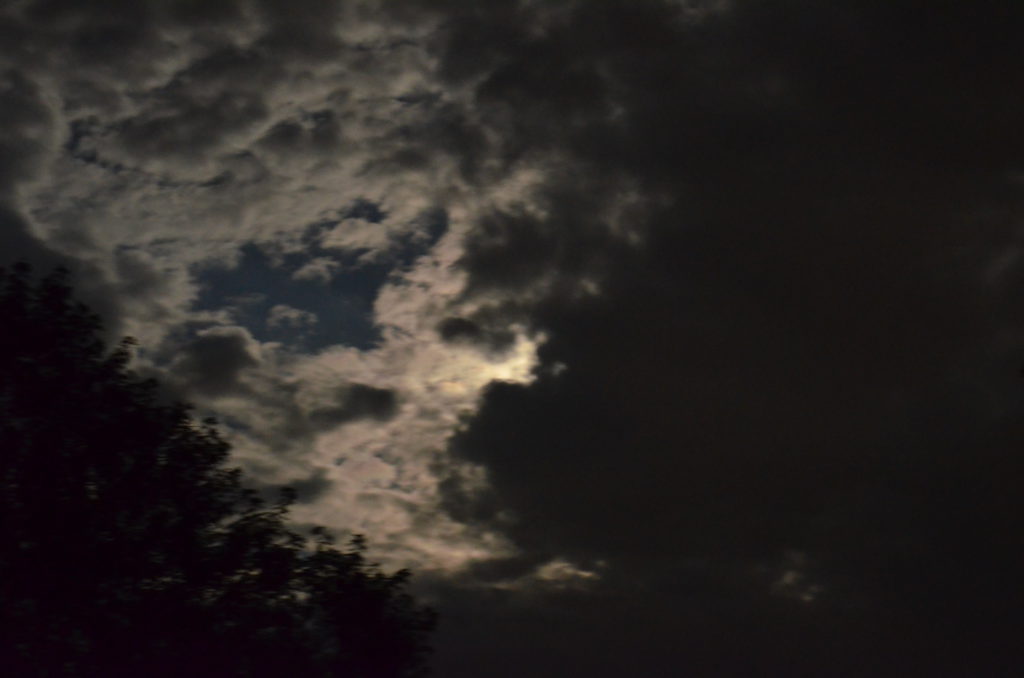 Super moon behind the clouds